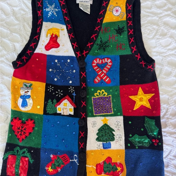 Colorful Christmas Sweater Vest Size Small - Picture 1 of 10